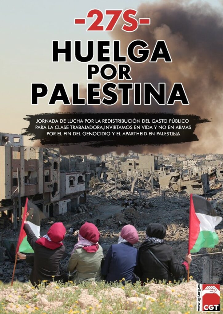 Cartel huelga por palestina 27-S